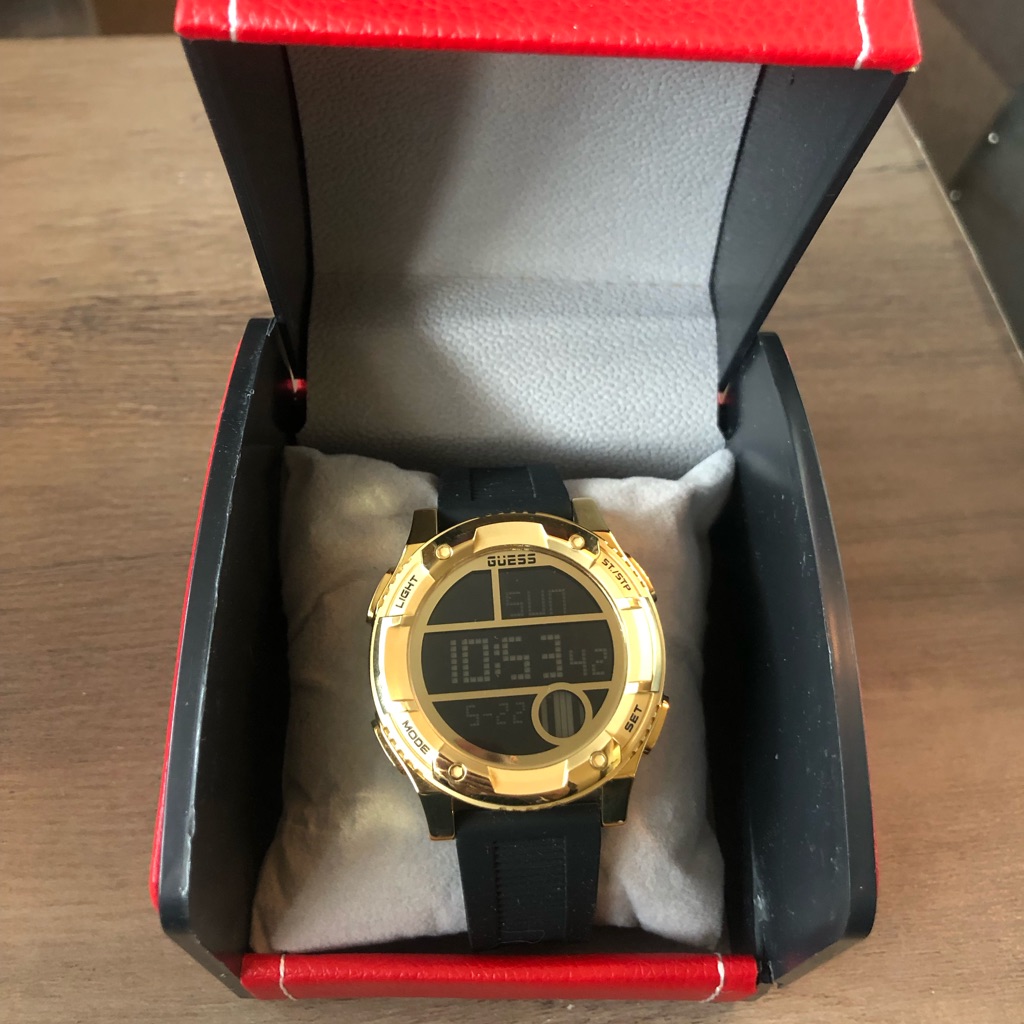 Guess 45mm Digital Quartz Watch - Black Silicone Strap